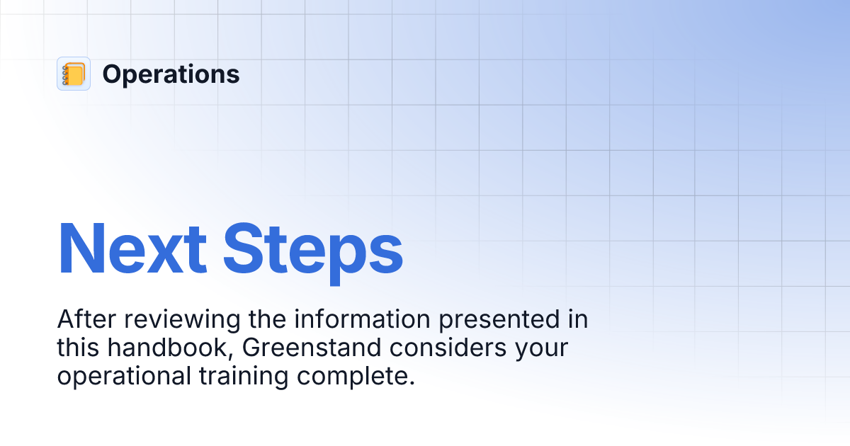 Next Steps Operations Handbook Operations